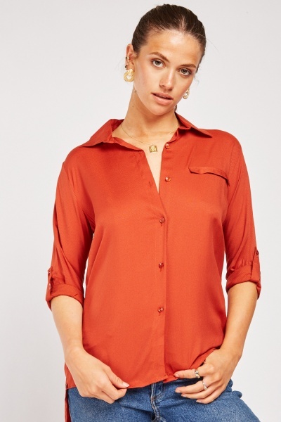 Decorative Welt Pocket Front Shirt