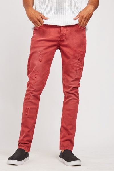 Distressed Skinny Fit Trousers