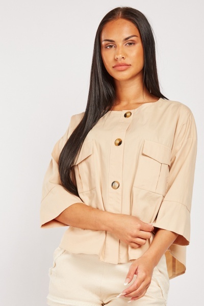 Flap Pocket Front Blouse