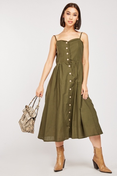 Button Front Strappy Dress