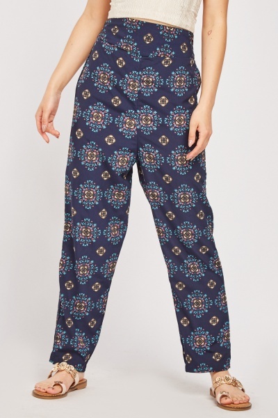 High Waist Repetitive Print Trousers