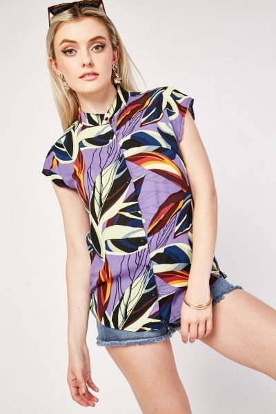 Multi Leaf Print Blouse