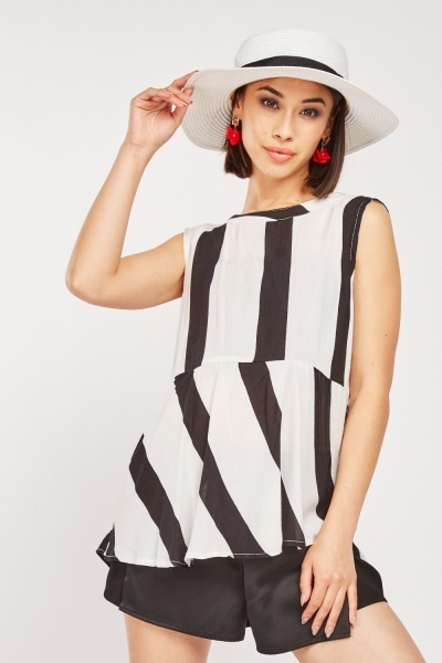 Tie Up Open Back Striped Top