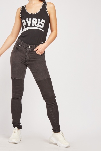 Two Tone Charcoal Skinny Jeans