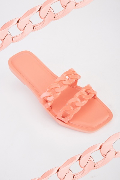 Chain Strap Slide Sandals