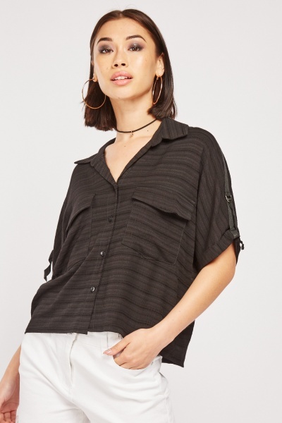 Pocket Front Textured Box Shirt