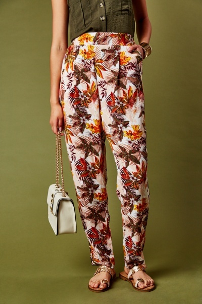 Tropical Printed Tapered Trousers
