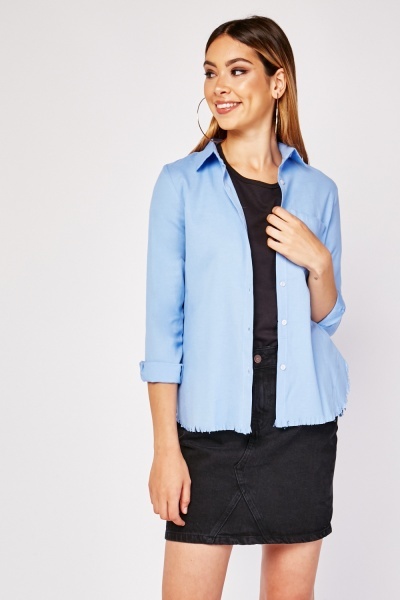 Raw Hem Buttoned Front Shirt