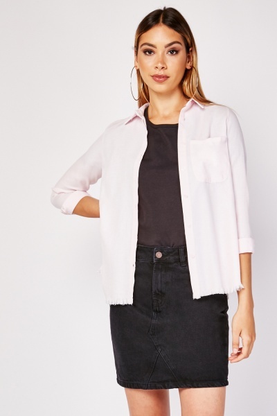 Raw Hem Buttoned Front Shirt