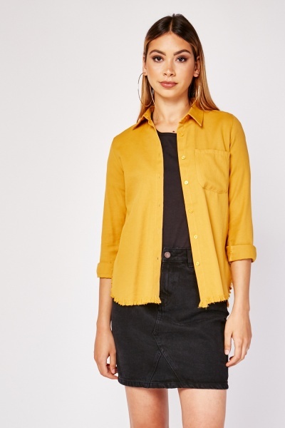 Raw Hem Buttoned Front Shirt