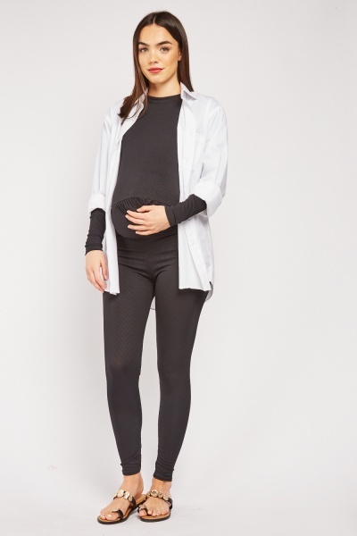 Ribbed Long Sleeve Maternity Catsuit