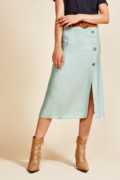 Single Pocket Front Midi Skirt
