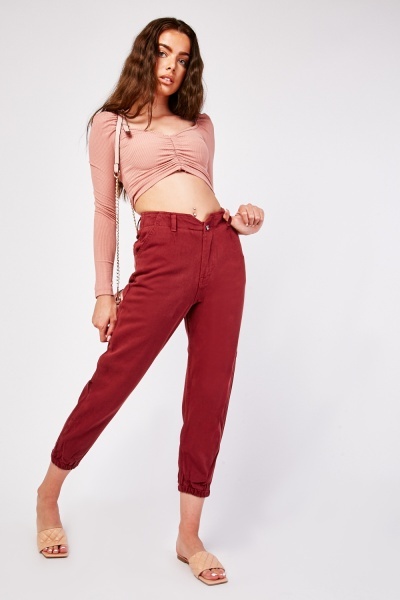 Gathered Ankle Cuff Trousers