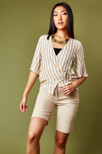 O-Ring Detail Striped Top