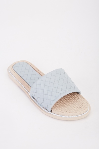 Textured Basket Weave Slide Sandals
