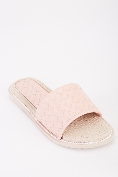 Textured Basket Weave Slide Sandals