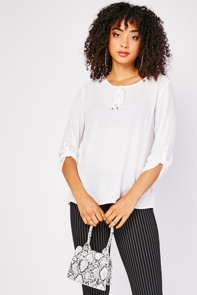 Tie Up Neck Front Blouse