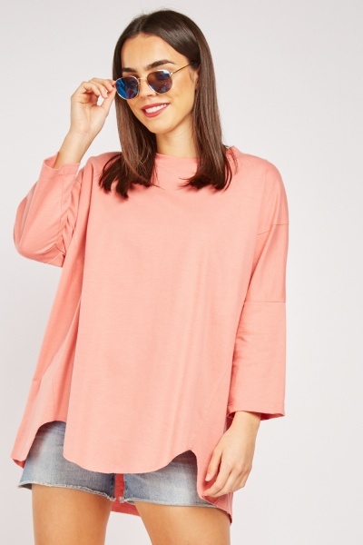 Uneven Hem Oversized Blouse