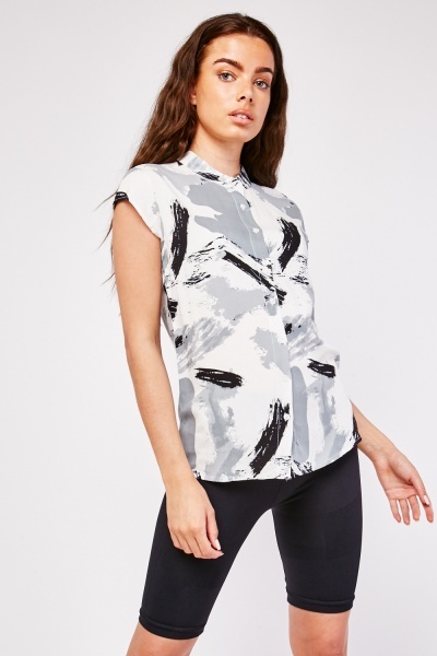 Brush Stroke Print Blouse