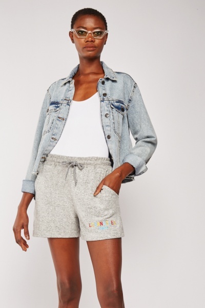 Embroidered Jersey Knit Shorts