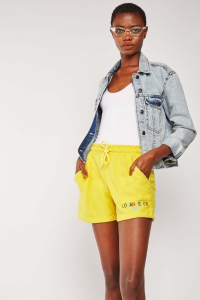Embroidered Jersey Knit Shorts