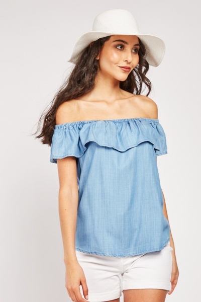 Off Shoulder Ruffle Trim Top