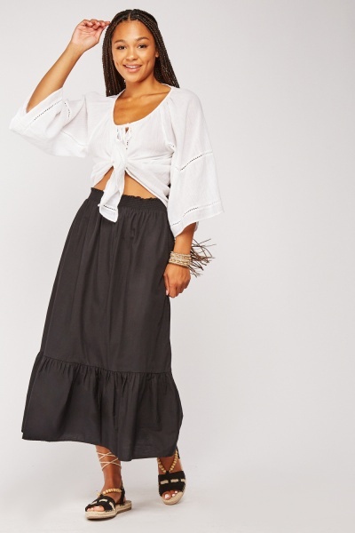 Elasticated Waist Cotton Maxi Skirt