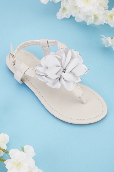 3D Flower Detail Flat Sandals