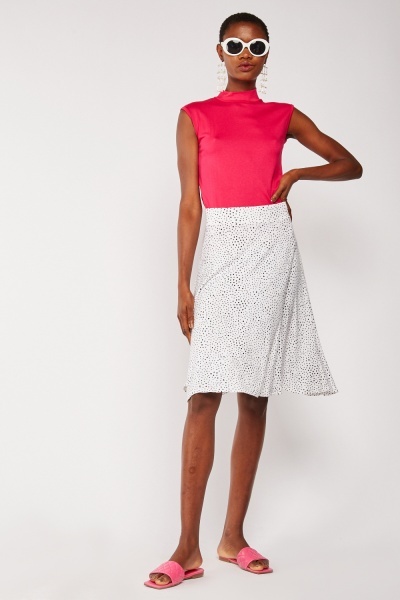 Speckled Print Midi Swing Skirt