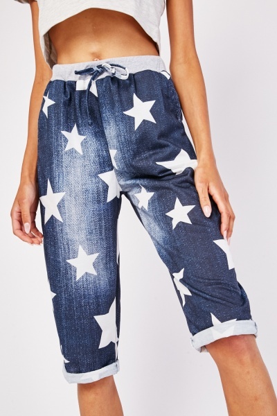 Star Printed Cropped Trousers