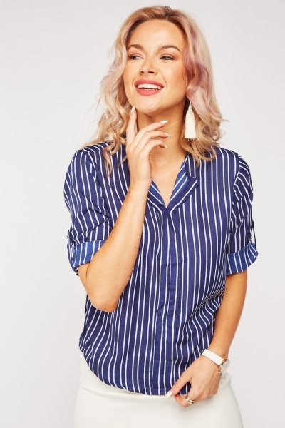 Striped 3/4 Sleeve Blouse