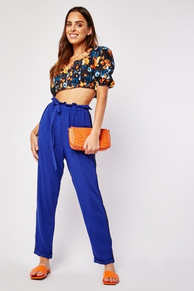 Paper Bag Belted Light Weight Trousers