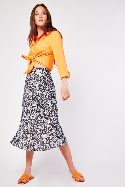 Paisley Mix Print Midi Skirt