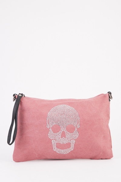 Encrusted Skull Wristlet Bag