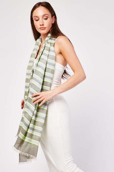 Neon Striped Contrast Scarf
