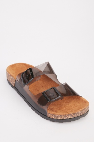 Transparent Buckle Strap Slide Sandals