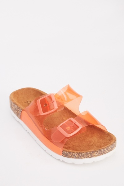 Transparent Buckle Strap Slide Sandals