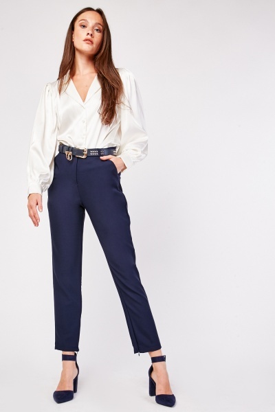 Straight Cut Navy Trousers