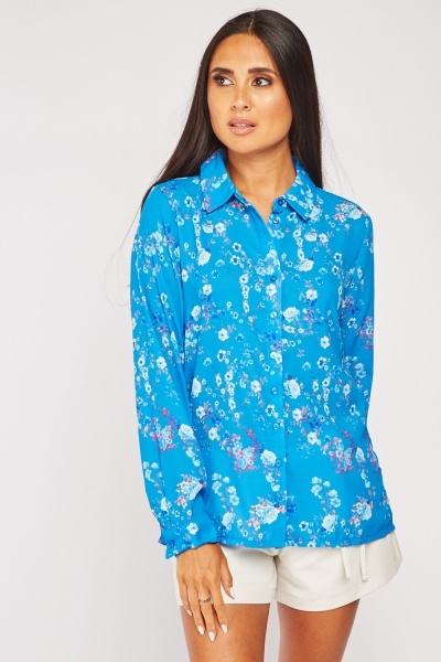 Rose Print Long Sleeve Shirt