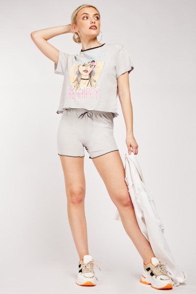 Statement Print Front T-Shirt And Shorts Set