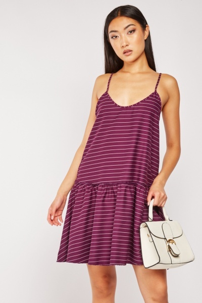 Strappy Horizontal Striped Mini Dress