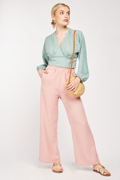 Textured Wide Leg Trousers