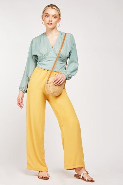 Textured Wide Leg Trousers