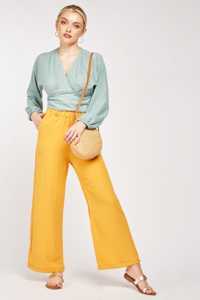 Textured Wide Leg Trousers