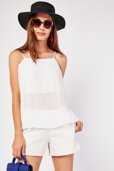 Sheer Plisse Camisole Top