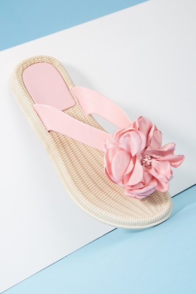 3D Flower Thong Strap Slide Sandals