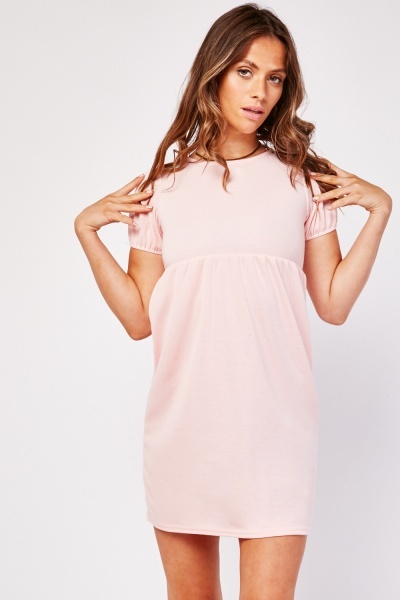 Puff Sleeve Dress In Light Pink