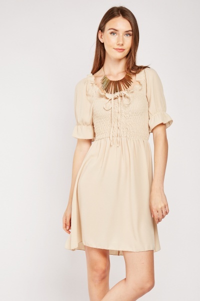 Shirred Panel Tea Dress