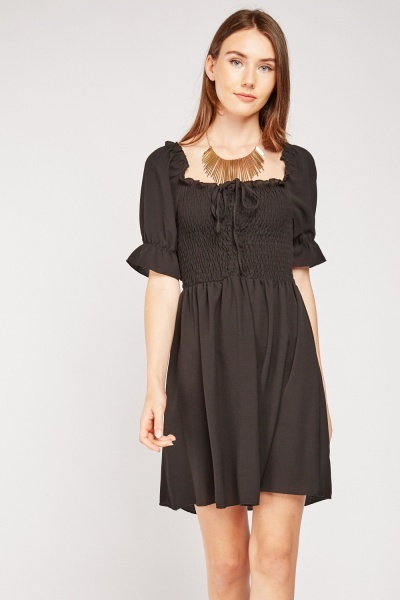 Shirred Panel Tea Dress