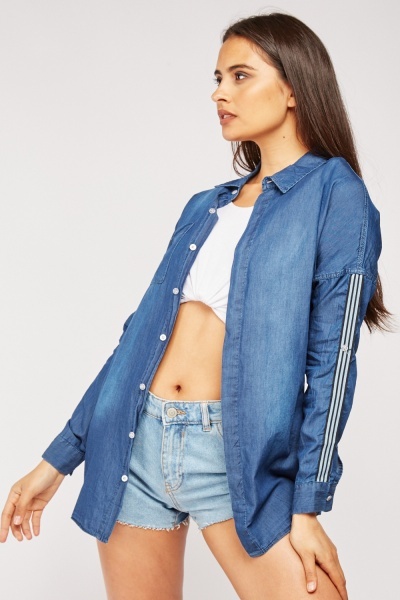 Single Front Pocket Denim Shirt